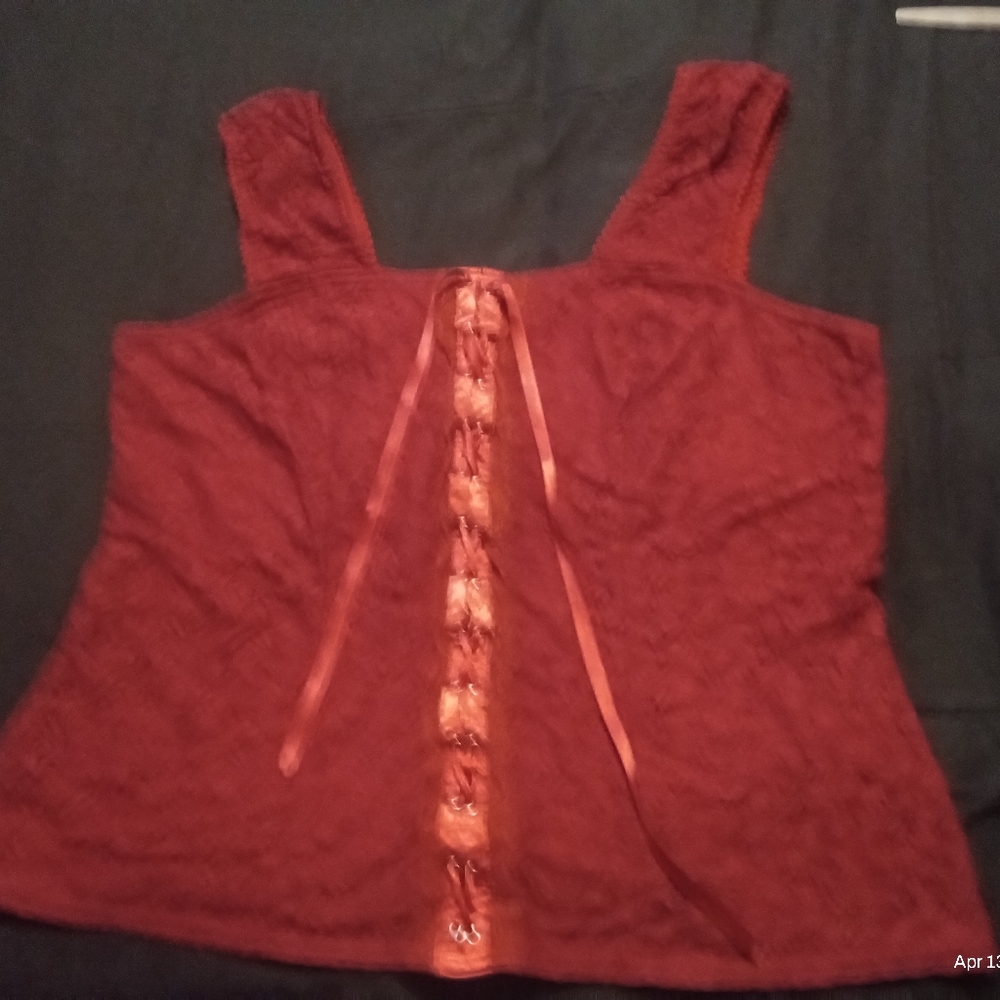Claire France made Red lace tank top
